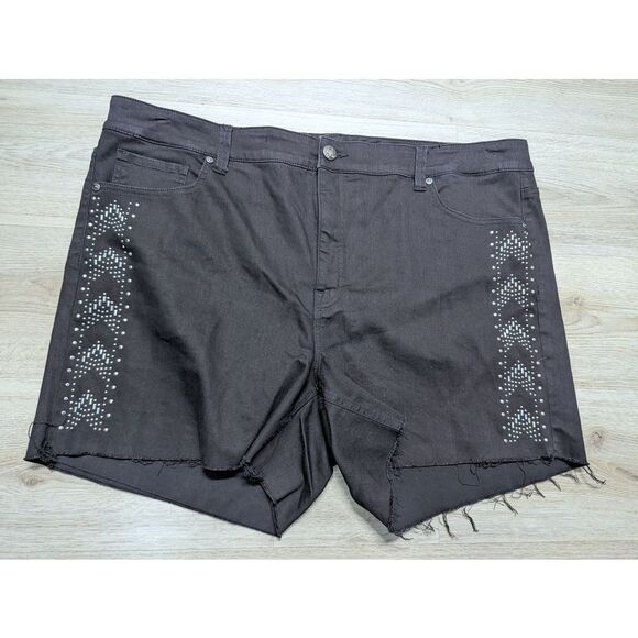 Melissa McCarthy Seven7 Seven 7 Jean Shorts Plus Size 28W Cutoffs Black Stretch - Picture 1 of 10